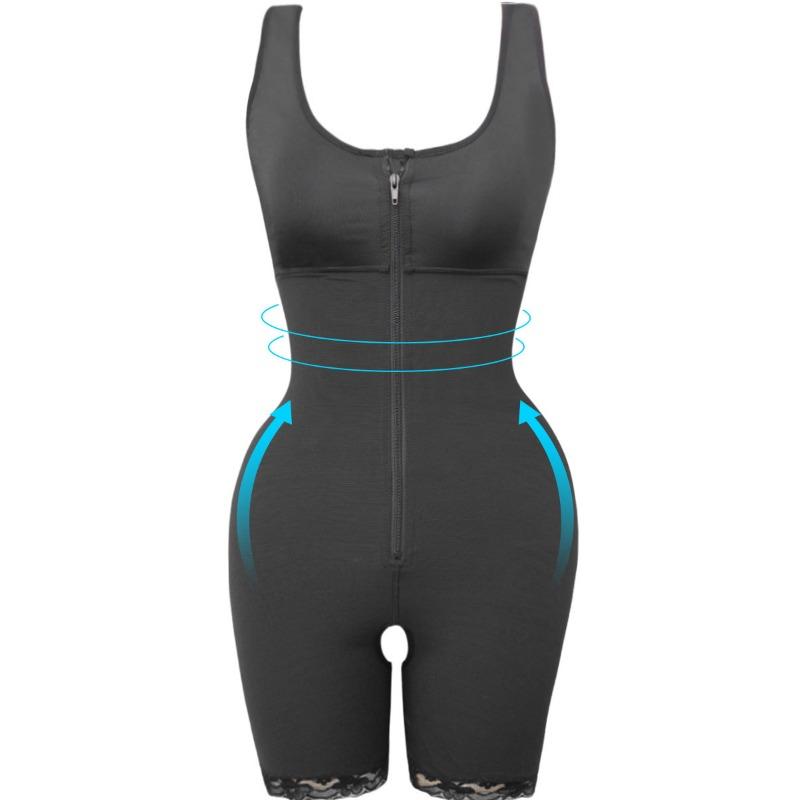 

Front Zipper Full Body Shapewear Tummy Control Hip Lifter Slimming Bodysuit S чёрный