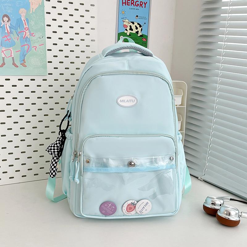 

Campus ins niche solid color simple schoolbag women s high value versatile junior high school student travel backpack 3 badges for a single bag (without pendants)