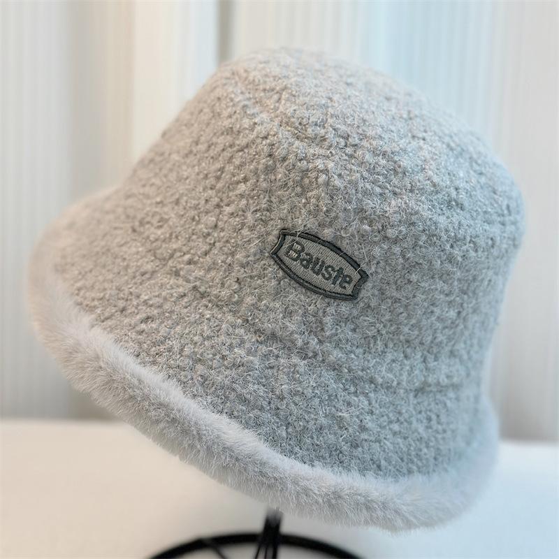 

Шапка с вышитым алфавитом, шляпа рыбака, модная женская зимняя теплая повседневная шляпа для отдыха на открытом воздухе 54-59 Adjustable серый