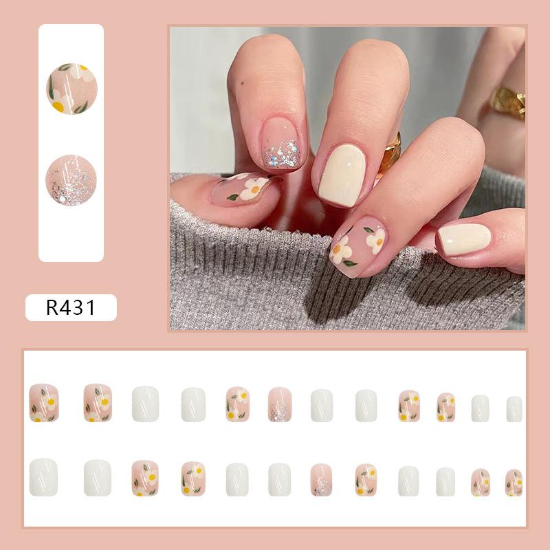 Artificial Nails Fresh Camellia Wearable Manicure Cute Girly Wearable Manicure Nail Patch