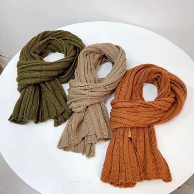 Women'S 100% Wool Scarf For Autumn And Winter Korean Warm Knitted Wool Short Student Scarf