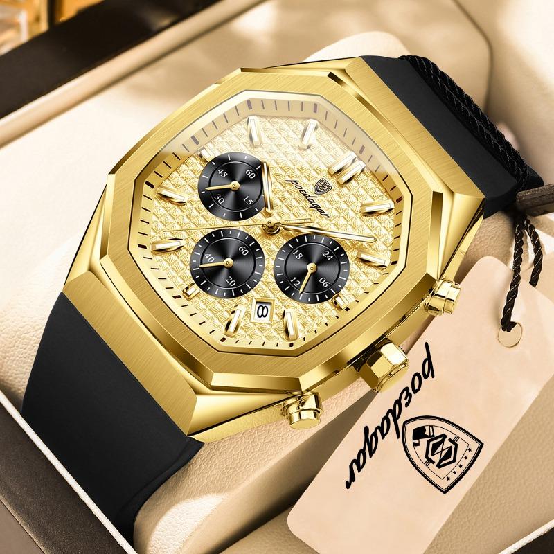 Business Quartz Men's Wristwatch Chronograph Date Silicone Strap Man Watch Waterproof Military Luminous Watches For Men