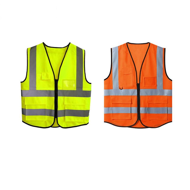 2pcs Sets Reflective Security Vests Adjustable Reflective Safety Clothing with Multi-Pockets Reflective Vest for Running Cycling