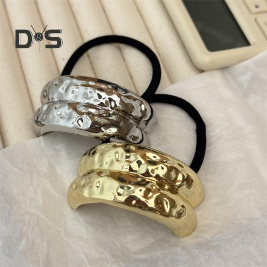 Women Headband Geometric Metal Decor High Elastic Hair Tie Versatile Styling Hair Rope Hair Accessories