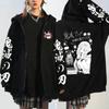 Anime Demon Slayer Kanroji Miritsu Hoodies Lustige Iguro Obanai Gedruckt Vintage Trend Street Fashion Männer Frauen Zip Up Sweatshirts