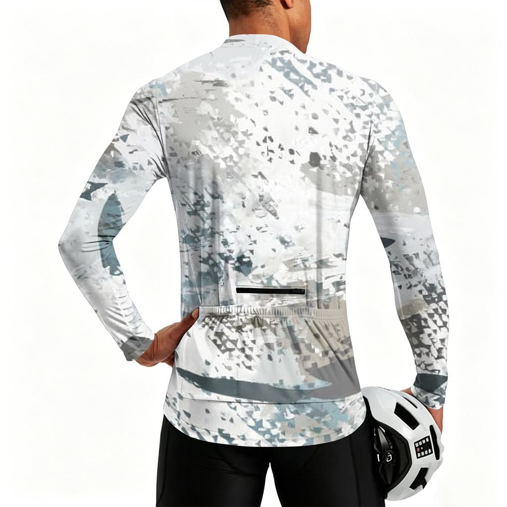 Herren Langarm Fahrradtrikot Atmungsaktiv Schnelltrocknend Mit Reißverschluss Pullover Leichtes Outdoor-Sportoberteil für Rennrad und Mountainbike