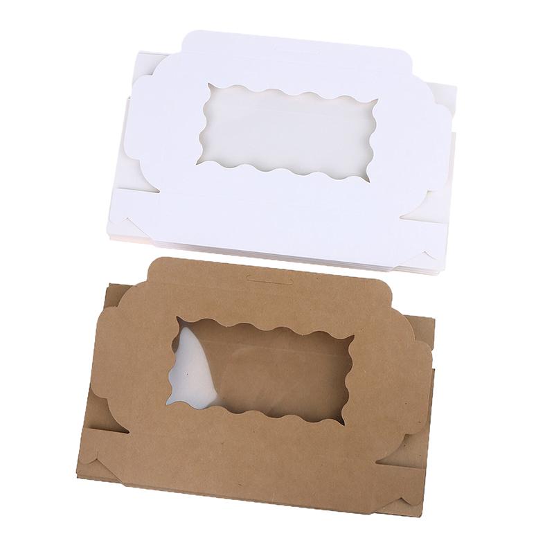 10Pcs Rectangular Cake Carriers Paper Gift Box With Clear Window For Cookies Bread Candy For Weddings Parties Valentine's Day
