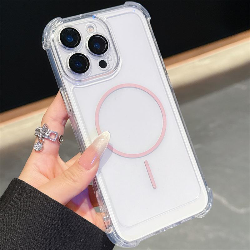Square Anti-Drop Magnetic iPhone Case for iPhone 12-17, Transparent Design 17 Pro