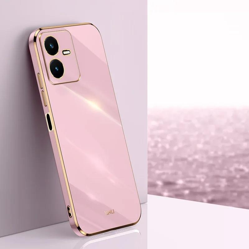 Luxury Plating Case For Vivo Y22S Y16 Y35 Y55 Y01 Y55 Y53S Y33S Y21 Y76 Y52 Y72 5G V21E V23 V25E V25 Soft Silicone Carcasa Coque
