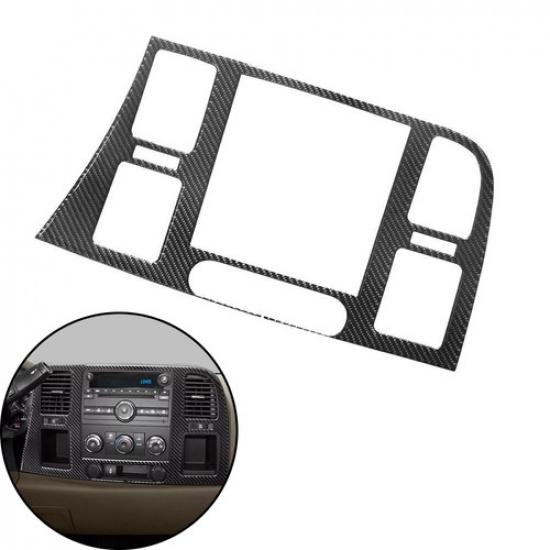 For Silverado Sierra 07-13 Carbon Fiber Center Console Frame Cover Trim 1pc