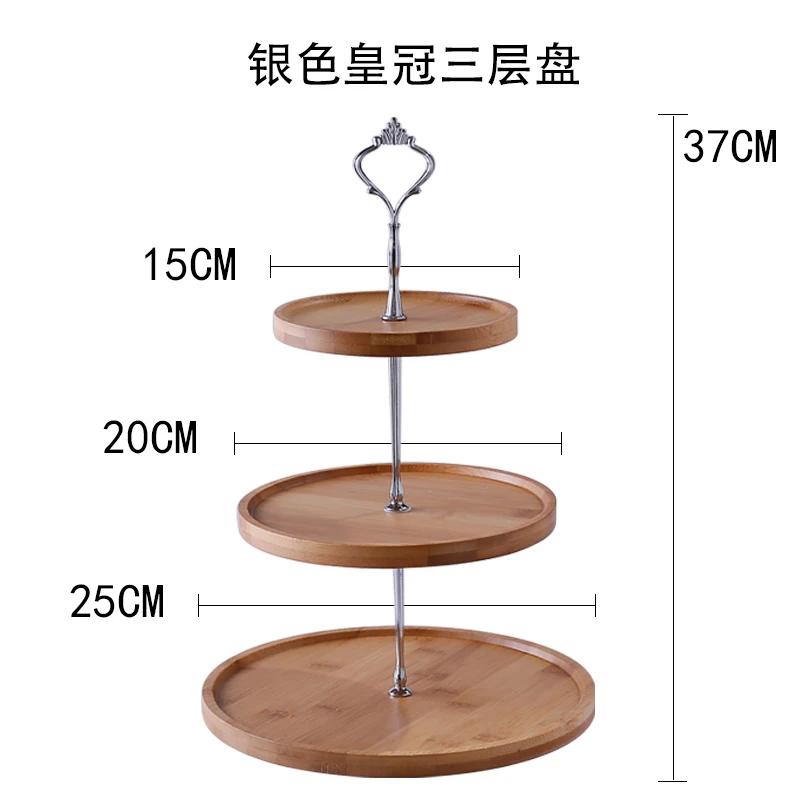 Natural Bamboo Tray Creative Double Layer Fruit Bread Plate Living Room Household Tableware Afternoon Tea Snack Cake Stand