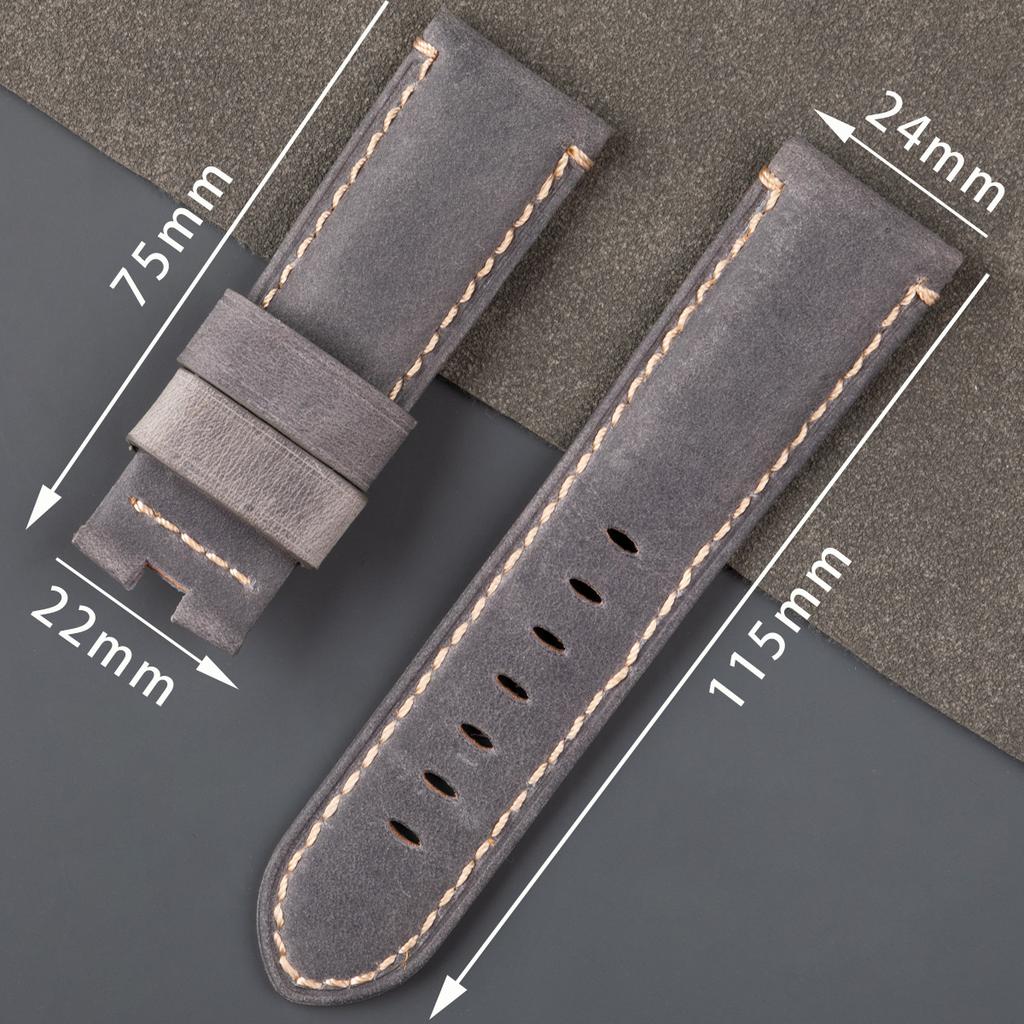 Soft 24mm Italy First Layer Genuine Leather Watchband For Panerai Strap For PAM441/111 With Butterfly Buckle Bracelet Parts