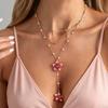 Vintage Romantic Pink Drip Oil Flower Pendant Necklace For Women Boho Exquisite Imitation Pearl Beads Choker Party Jewelry Gifts