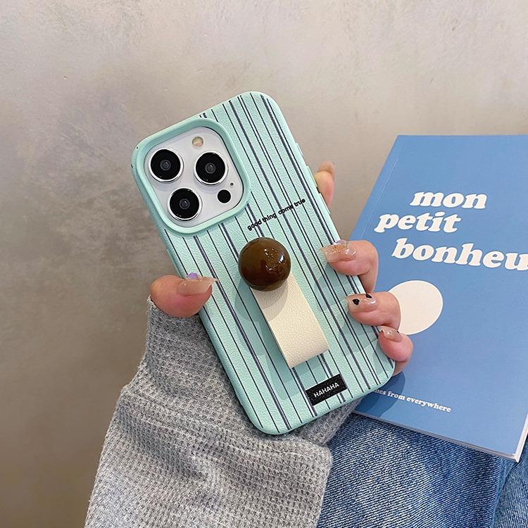 

Korean Style Striped Three-dimensional Ball Ring Buckle for IPhone17 for Apple 14 Mobile Phone Case 13 New Model 15 For Apple XS
