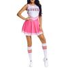 Womens Cheerleading Uniform Dance Costume Schoolgirl Cosplay Outfit Letter Print Sleeveless Dress with Socks Cheering Flower