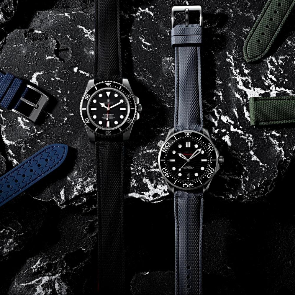 Sailcloth Fkm Watch Strap 18/19/20/21/22/23/24MM Fluororubber Watchband Quick Release Waterproof Sport Watch Band for Men