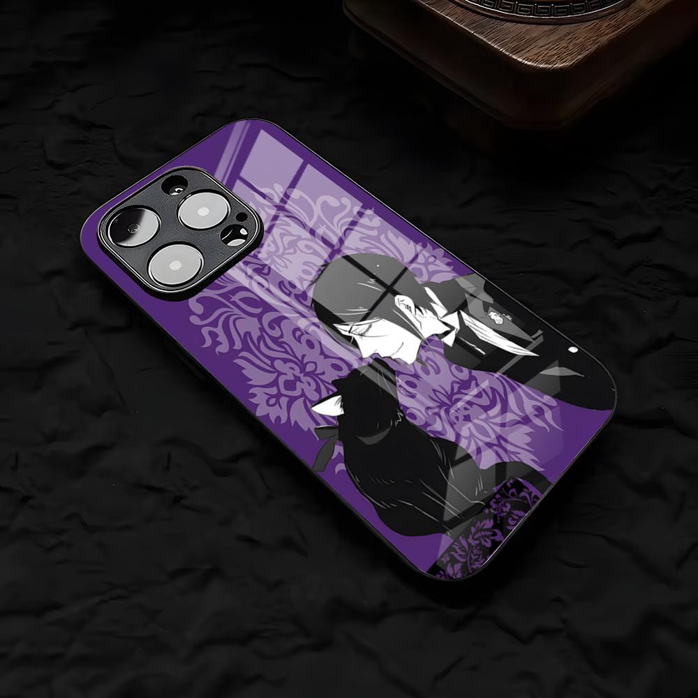 Anime Black B-Butler Phone Case For IPhone 17 Air 16 E Pro Max 15 14 13 Mini 12 Pro 11 Max Plus Black Glass Cover