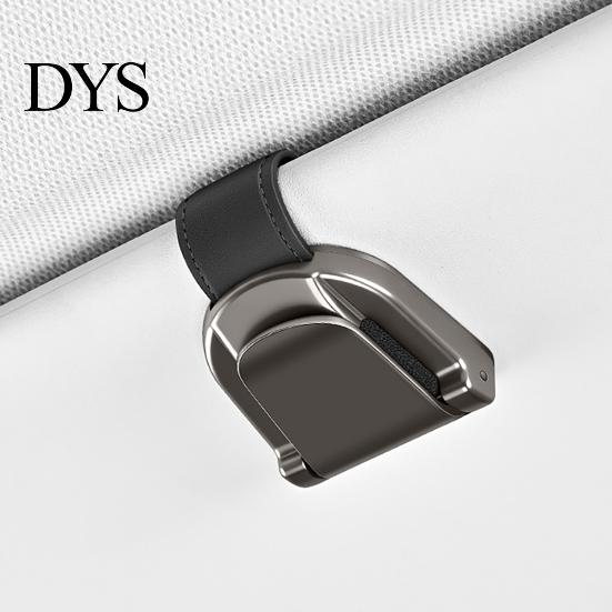 Leather Strap Glasses Holder Car Sunglasses Clip for Visor Multi-Function Cards Ticket Stylish Scratch-Resistant Lining Zinc Alloy Elastic Clamp