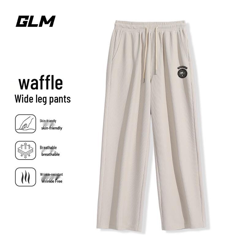 GLM Unisex Waffle Wide-Leg Loose Fit Casual Sweatpants