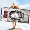 3D Cracked Wall Baseball Microfiber Beach Towel Oversized Extra Large Personalized Sports Theme Pool Blanket for Boys Toddler