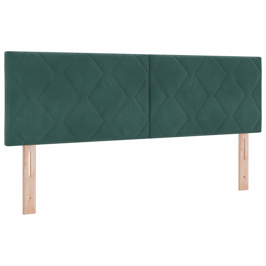 LED Box Spring Bed with Headboard Dark Green 160 X 200 Cm Velvet
