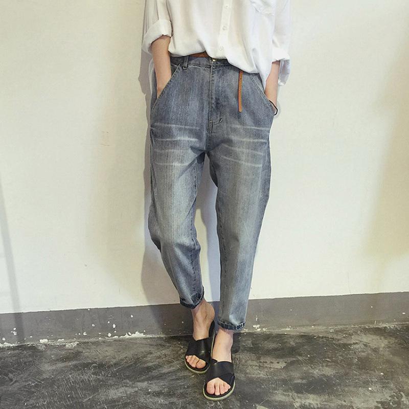 

Women s Trousers Plus Size Stretch Jeans Loose Semi Elastic Pants XXXXXL синий