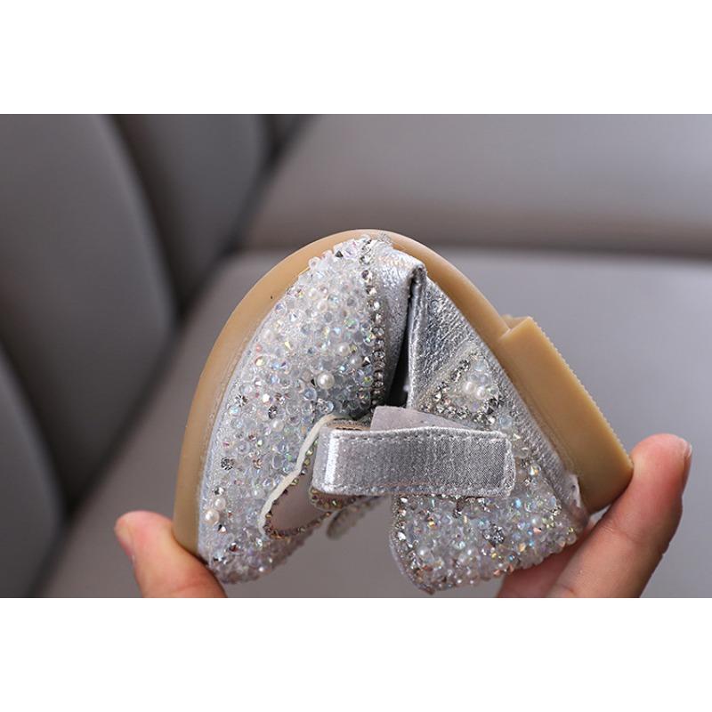 Jesienny nowy styl, eleganckie, dziewczęce, dla małych dziewczynek, dziewczęce, księżniczki, płaskie buty z cyrkoniami, skórzane buty, buty do występów tanecznych