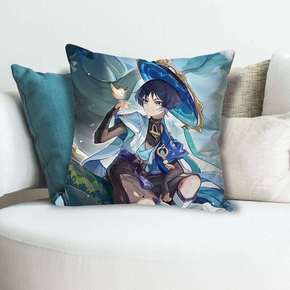 Game GGenshin Impact Wanderer Pillow Cases for Bedroom Living Room Sofa Home Decor Polyester Cushion Cover with Zipper
