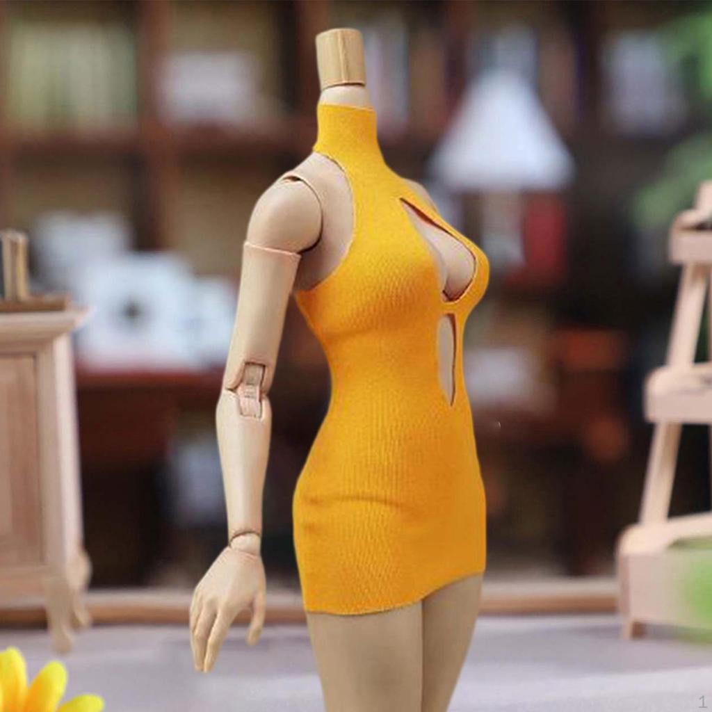 1/6 BJD Doll Clothes Party Dress Easy to Wear Outfit Cosplay High Neck Chest Revealing Mini