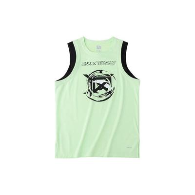 SS22 Estampa de Letras Gola Redonda Sem Mangas Regata de Basquetebol Masculina Coletes Verde-Ostra 152231207-1