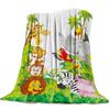 Flannel Blanket for Bed Cartoon Forest Animal Tree Fox Bear Rabbit Kids Throw Blanket Portable Super Soft Blanket Warm King Size