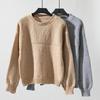 Vintage Loose Long Sleeve Cardigan Sweater Solid Color Knitwear O Neck Top for Autumn Winter