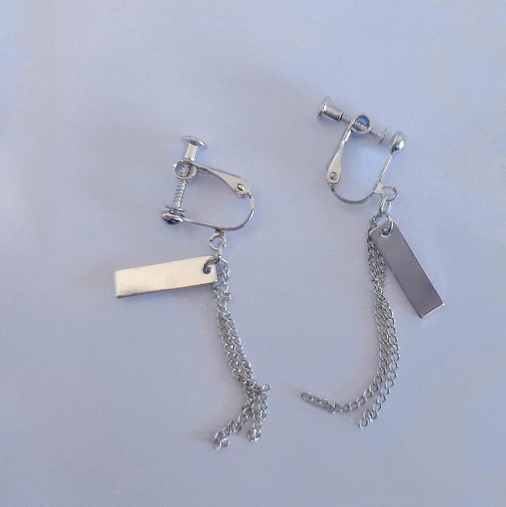 Women's Hip-Hop Long Chain Earrings: Non-Pierced Cold Style Hoops