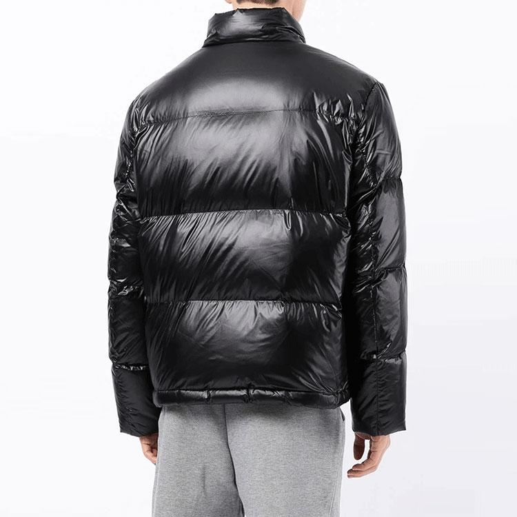 Armani Exchange Solid Color Logo Patch Zip Up Warm Stand Collar Down Jacket Men Outerwear Black 8NZBP2-ZNYNZ-1200