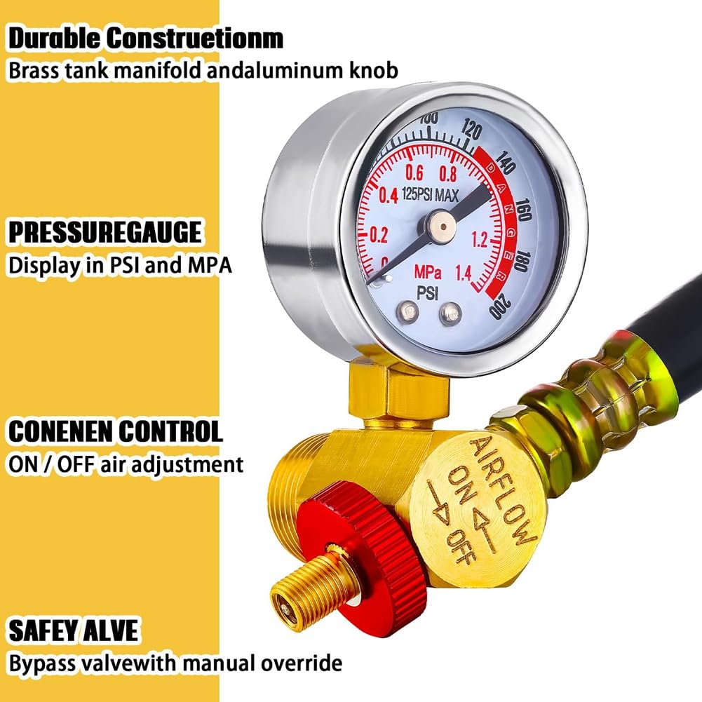 Bunggou 0-200 Psi Air Pressure Gauge 4 Pcs 1/8" Male NPT Connection Air Gauge