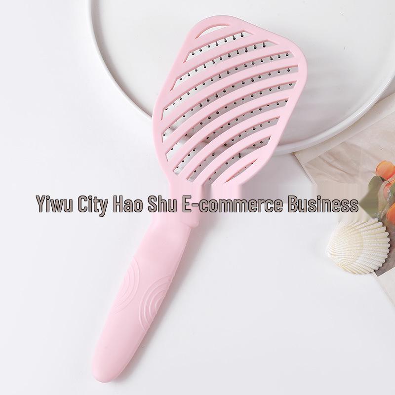 Dual-Use Candy Ribs Comb: Wet/Dry Hollow Scalp Massage & Volume Styling Comb