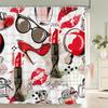 Love Red Rose Shower Curtain Bath Screen Waterproof Fabric Bathroom Decor Large Size 240X180 Valentine's Day Shower Curtains