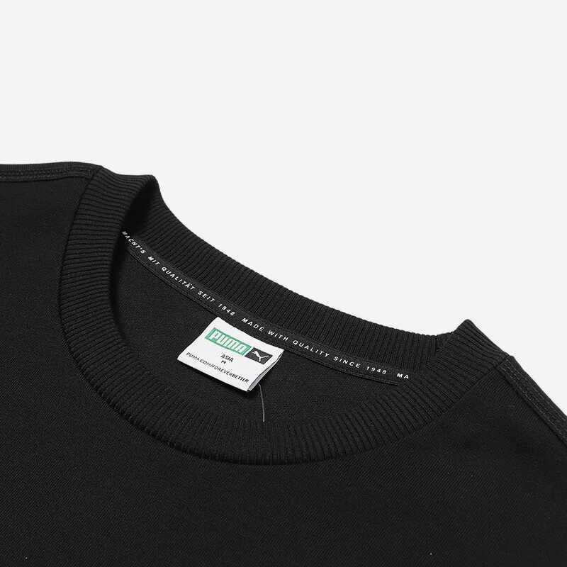 PUMA Loose Round Neck Comfortable Breathable American Retro Short Sleeve T-Shirt With Letter Brand Logo Print Unisex Tops Black 536087-01