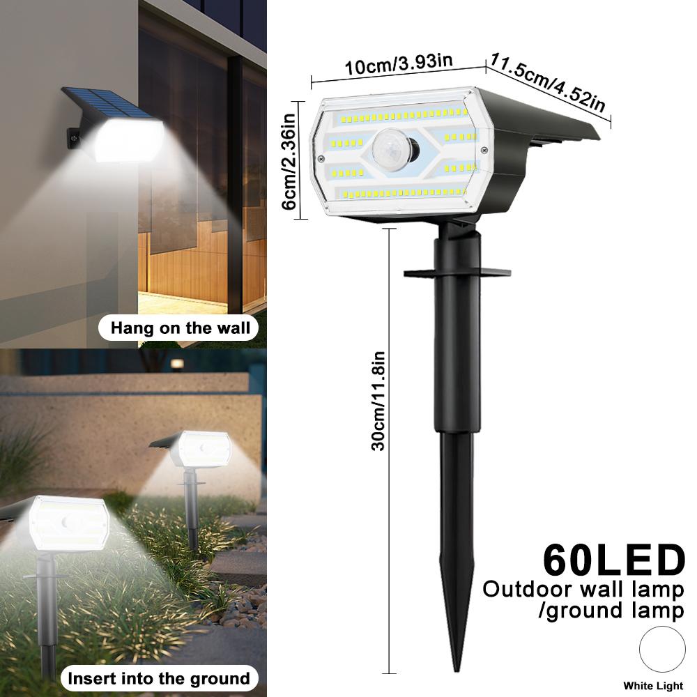 Solar Spot Lights Outdoor Motion Sensor 56/60LEDS Solar Landscape Spotlights 3 Modes Waterproof Wall Lamp Yard Driveway Walkway