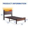 90x200cm bed frame with LED lights, storage headboard with USB charging, heavy duty metal slat support, noise-free, assembly, no box spring required