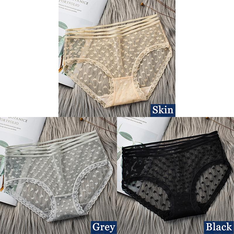 3pcs Sexy Lace Transparent Panties for Women Underwear Fashion Panty Lingerie Breathable Hollow Out Briefs Female Underwear