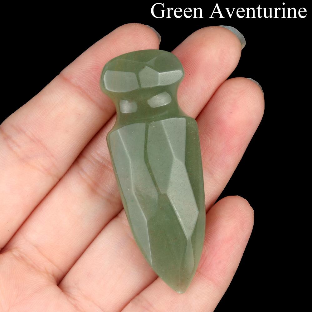 1Pc Natural Quartz Dagger Sword Carving Stone Ornaments Decorative, Reiki Healing Gemstones Home Decor, DIY Jewelry Craft Collections Gifts 50×20mm