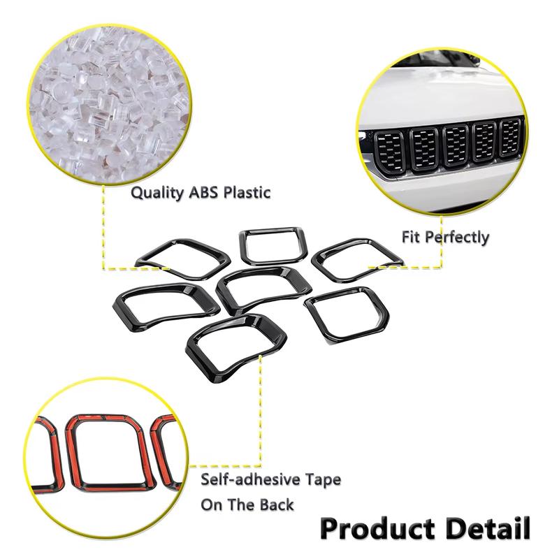 Front Bumper Grille Erts Cover Trim Ring For Jeep Compass -2025 Grill Decoration Parts Car Styling Exterior Accessories