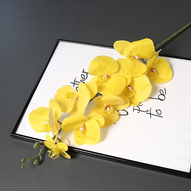 Long Stem 9-Head Phalaenopsis Orchid Artificial Floral Decoration for Weddings and Home