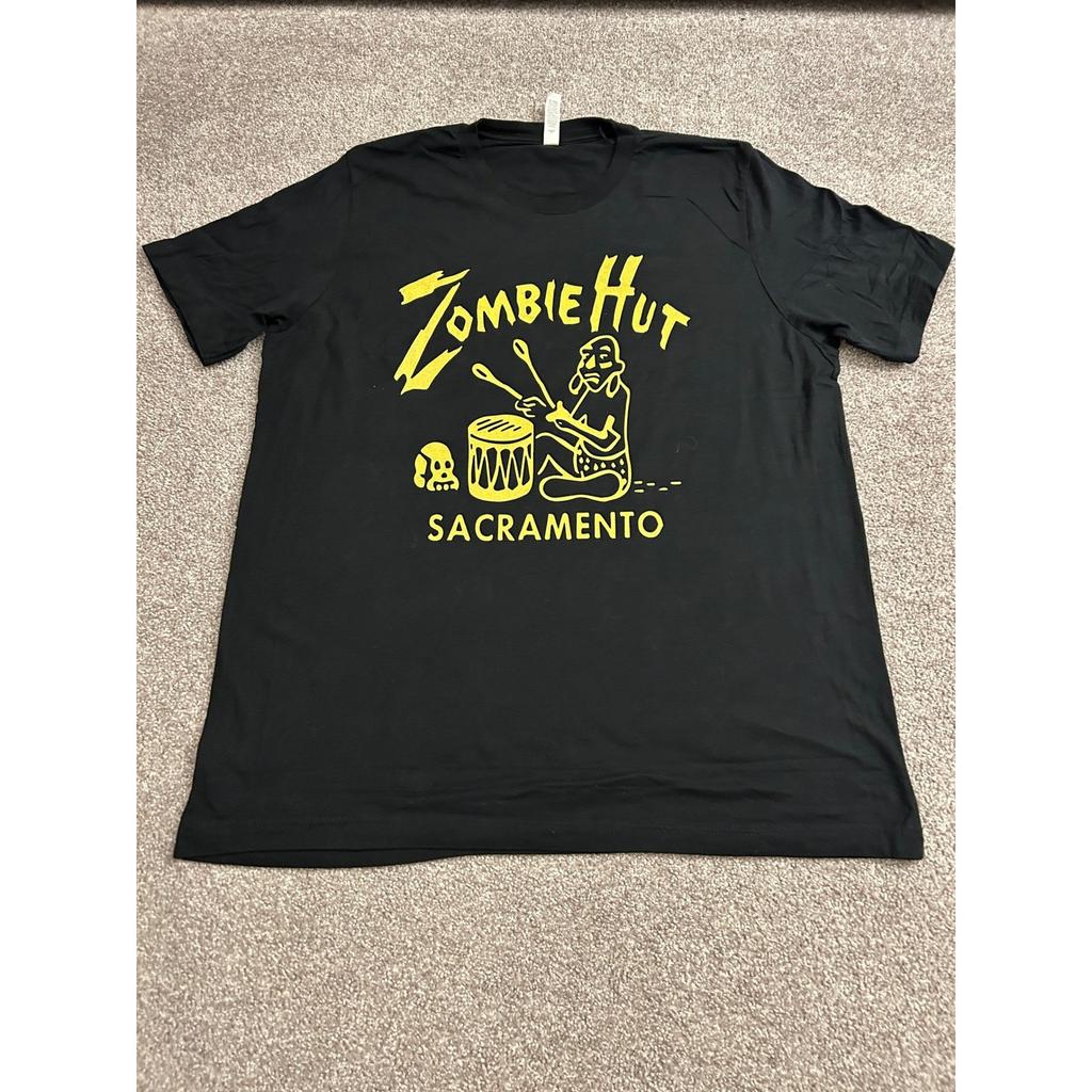 Vintage Zombie Hut Sacramento T-Shirt Mens XL Black Excellent Tiki Graphic Unisex T-Shirt