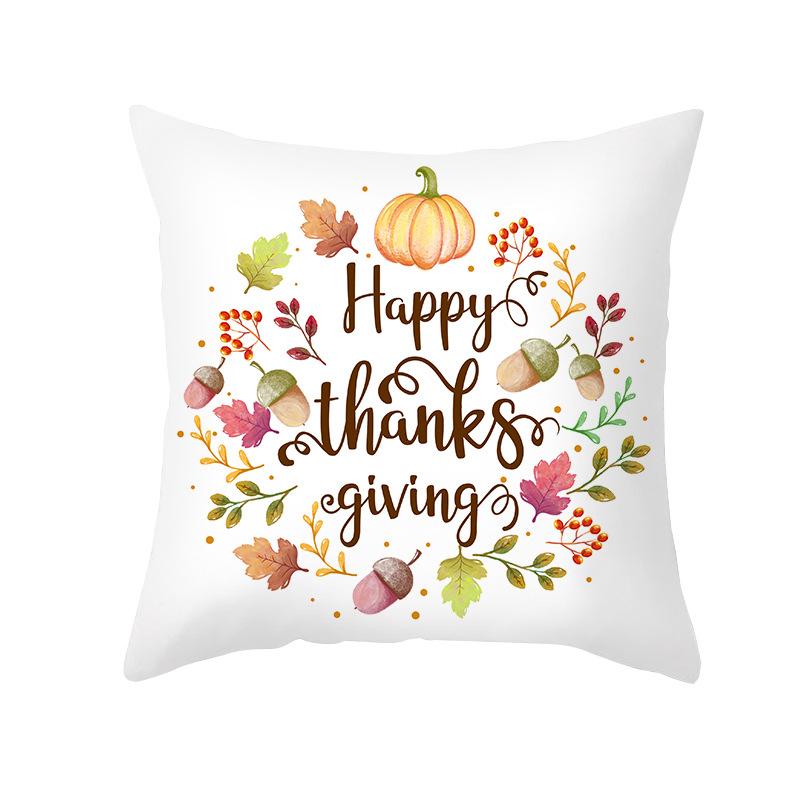 Yellow Thanksgiving Pillow Home Cartoon Animal Sofa Cushion Cover Peach Skin Office Cushion Cover