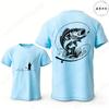 T-shirt per Amanti della Pesca da Uomo Cuore da Pescatore Stampa Pesce Persico Grafiche Magliette Casual a Manica Corta Abbigliamento Maschile Oversize