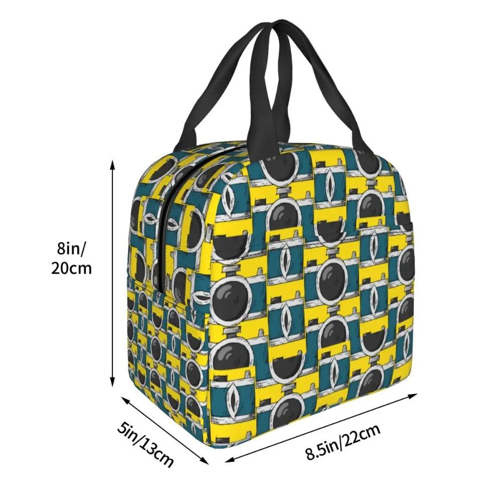 Retro Classic Blue Green Camera Insulated Lunch Bag for Kids School Cooler Thermal Food Box Tote Portable Lunch Boxes Container