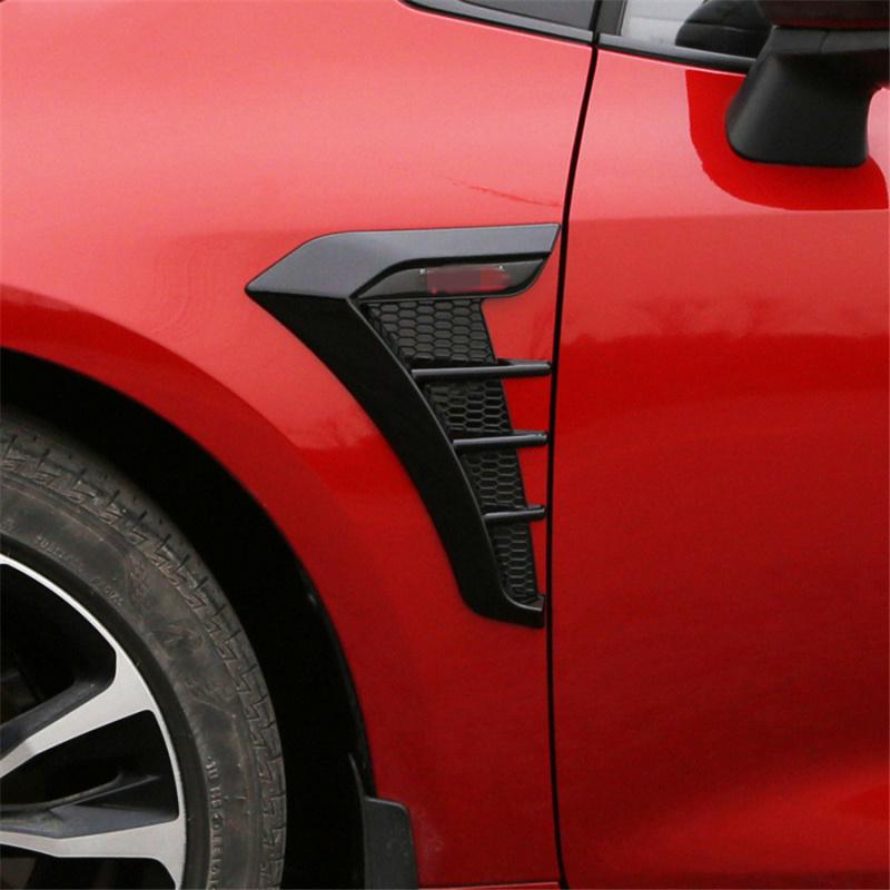 Universal Gloss Black Car Fender Side Intake Air Wing Grille Vent Cover Trim 2x