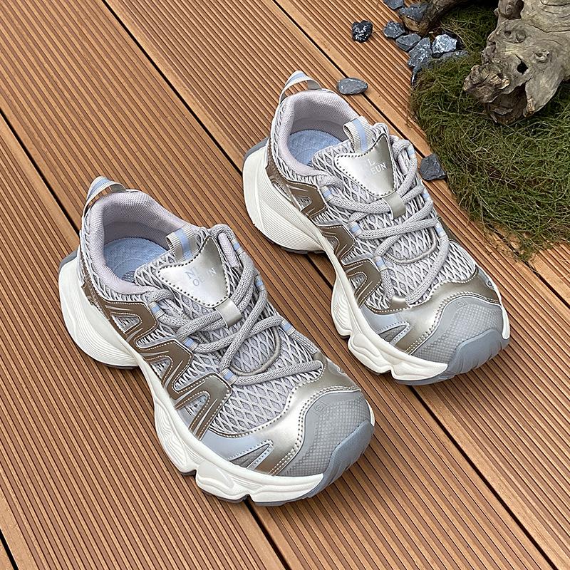 2025 Summer New Dad Shoes Women's Platform Breathable Mesh Fashion Lightweight Straps Sports and Leisure Shoes